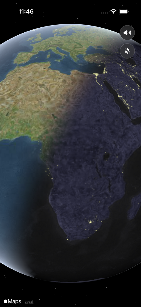 Echo Adventure showing a live Apple Maps globe
