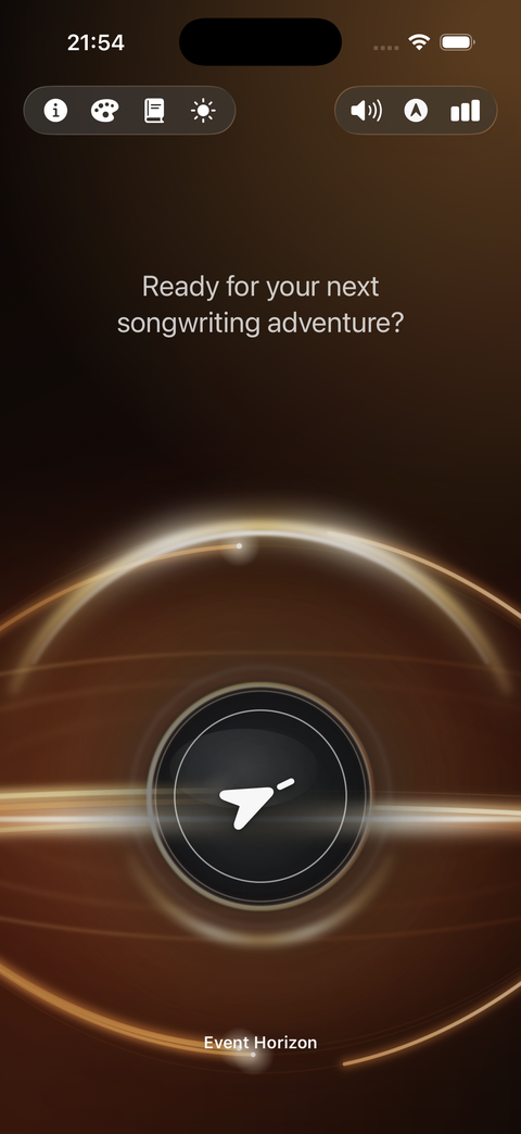 Event Horizon compass theme: a dark compass ringed by glowing orange light bands